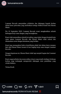 Pernyataan Resmi Lamunai Records (instagram)